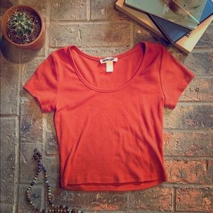 Orange Knit Crop Top